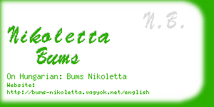 nikoletta bums business card